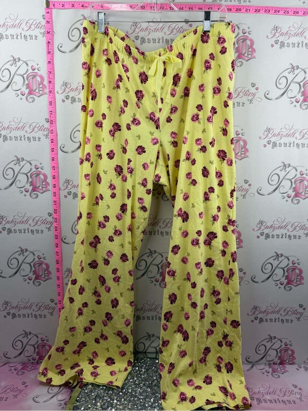 Joe Fresh pants PJ Yellow Pajama Pants with Pink Floral Print